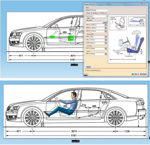 Definovanie ergonómie sedenia na základe skíc automobilu v prostredí Human Builder CATIA V5