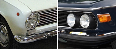 Ukážky riešenia svetlometov automobilov 60-80 -tych rokov